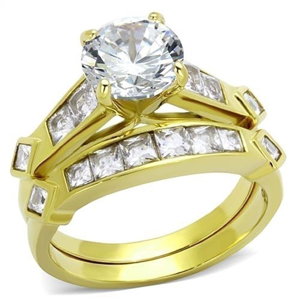 Gold Wedding Rings
 Women s 3 15 CT Round CZ 14K Gold Plated Bridal Engagement