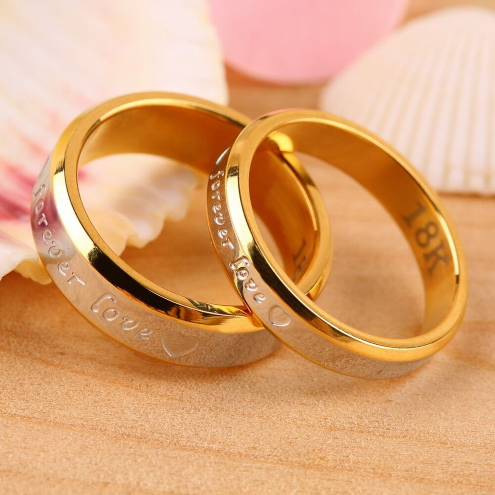 Gold Wedding Rings
 USA 2Pcs 18K Rose Gold Forever Love Couple Engagement