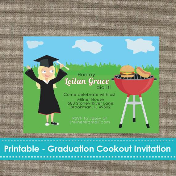 Graduation Party Cookout Ideas
 Graduation Cookout Party Invitation DIY by SparklingStudio