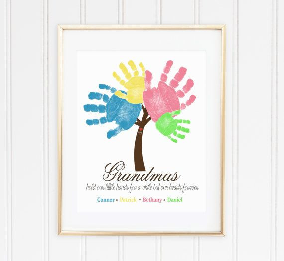 Grandparent Gift Ideas From Baby
 Grandmother Gift Idea Sibling Wall Art Handprint Art