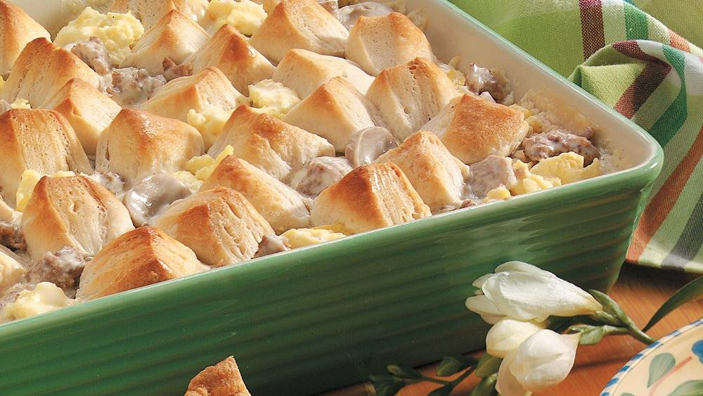 Grands Biscuit Breakfast Casserole
 Creamy Sausage Casserole with Biscuits recipe from