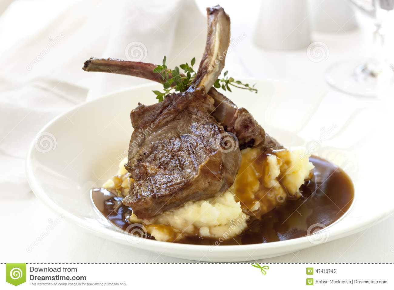 Gravy For Lamb Chops
 Lamb Cutlets With Mashed Potato And Gravy Stock Image