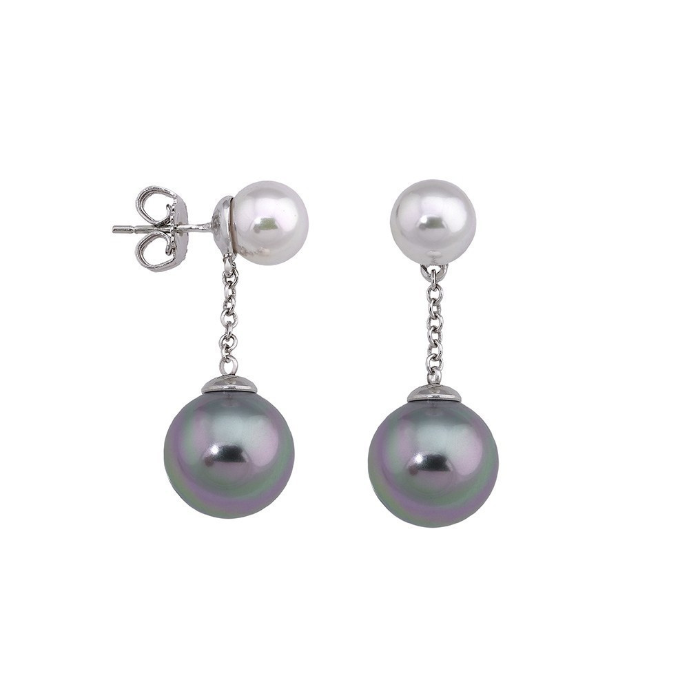 Gray Pearl Earrings
 White and Gray Pearl Earrings