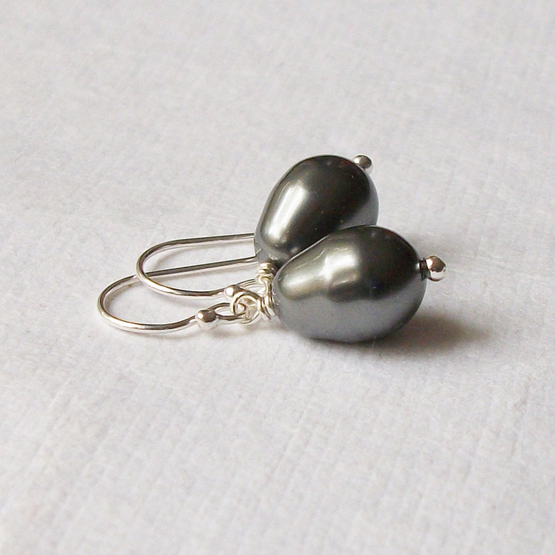 Gray Pearl Earrings
 Dark Gray Pearl Drop Earrings Gray Pearl Earrings Pearl