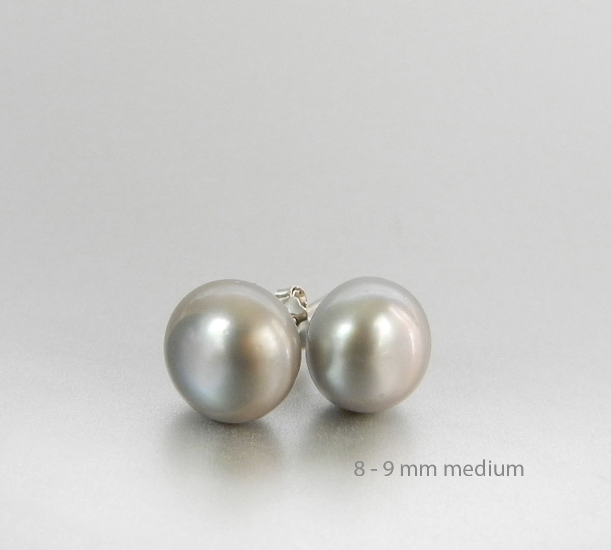 Gray Pearl Earrings
 Silver Stud Earrings Gray Pearl Studs 8mm Pearl Earrings