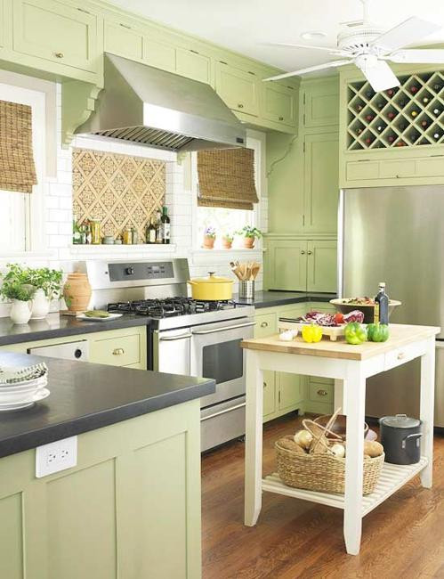 Green Light Kitchen
 Oat Color Scheme with Green Pastels for Modern Kitchen