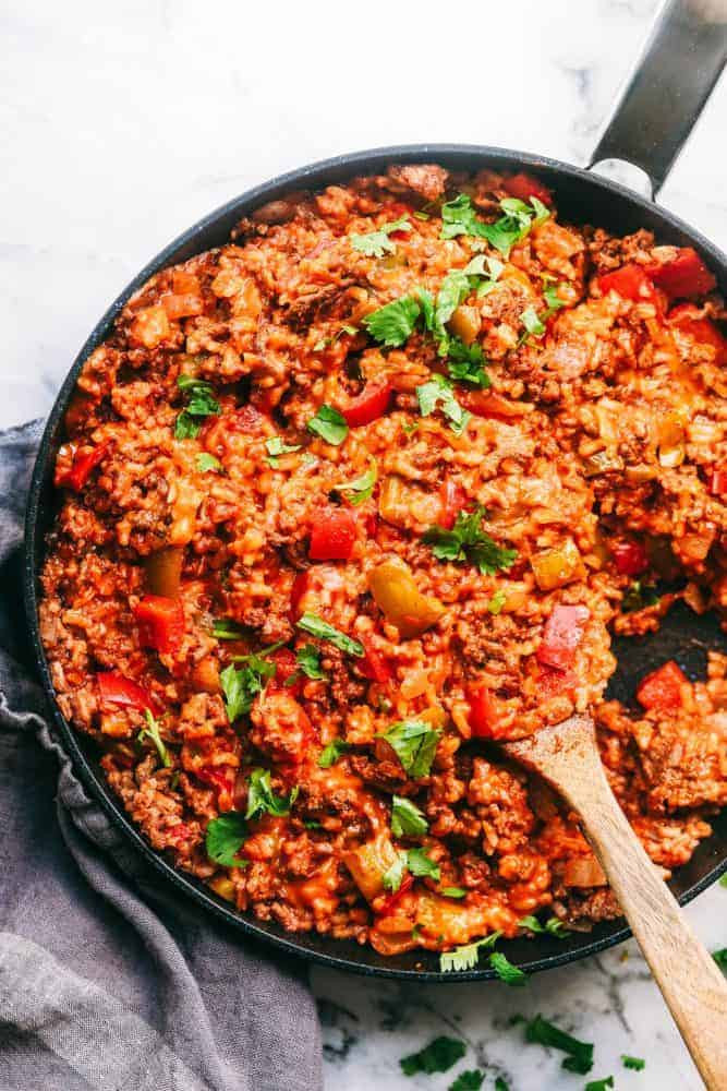 Ground Beef And Rice Casserole With Tomato Sauce
 Unstuffed Pepper Skillet