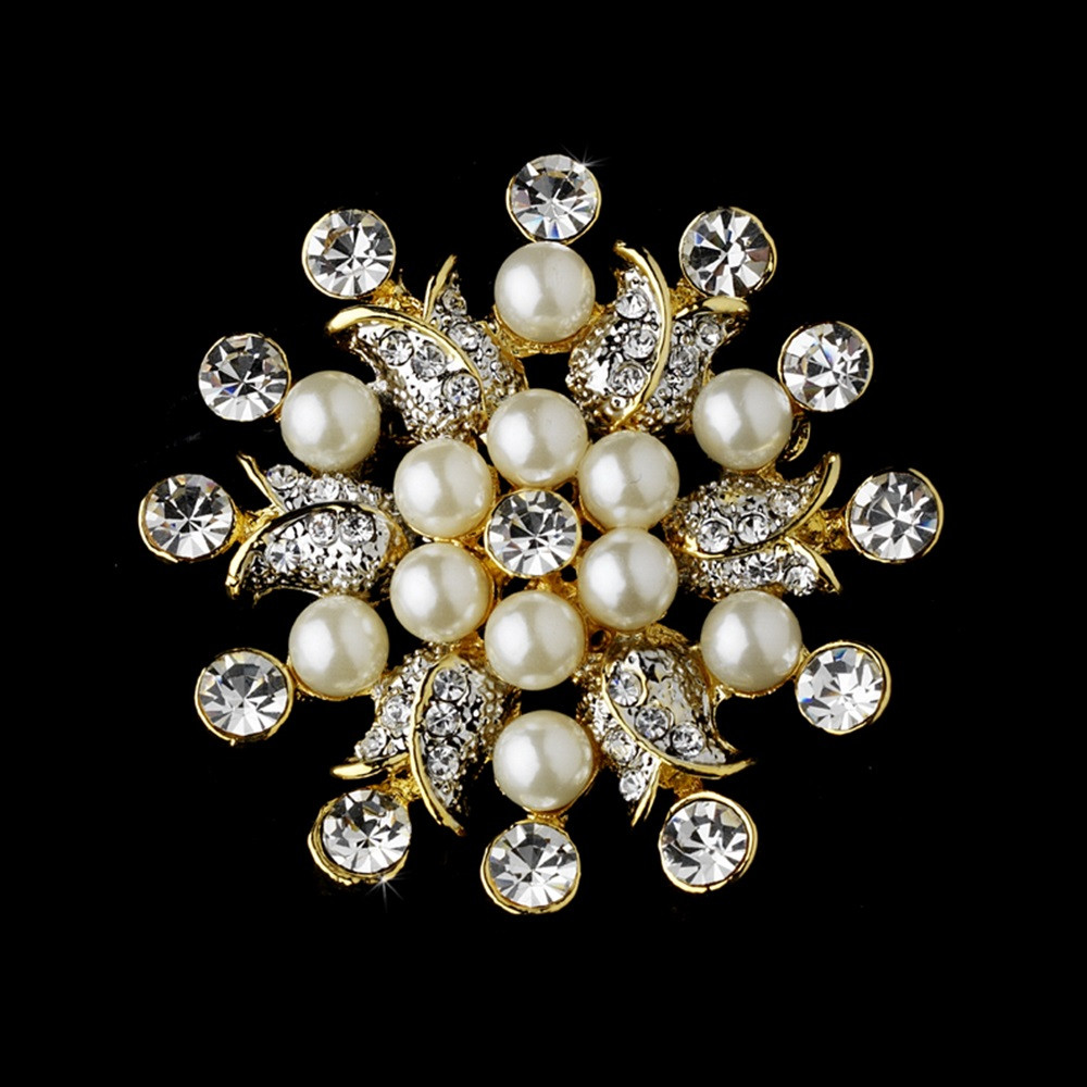Hair Brooches
 Elegant Vintage Crystal Bridal Pin for Hair or Gown Brooch