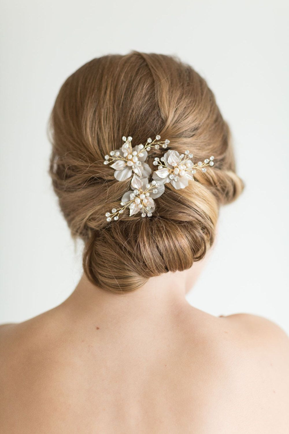 Hair Brooches
 Wedding Hair Pin Bridal Hair Pin Pearl Hair Pin Flower