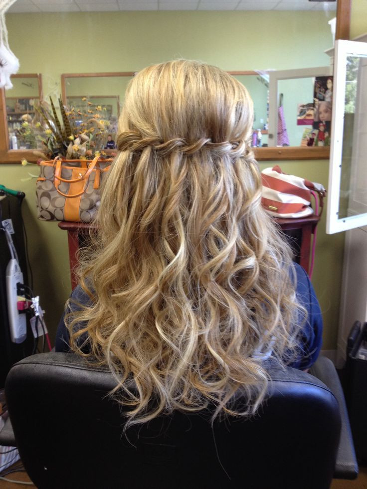 Hairstyles For Prom With Braids And Curls
 waterfall braid half up half down with curls Google