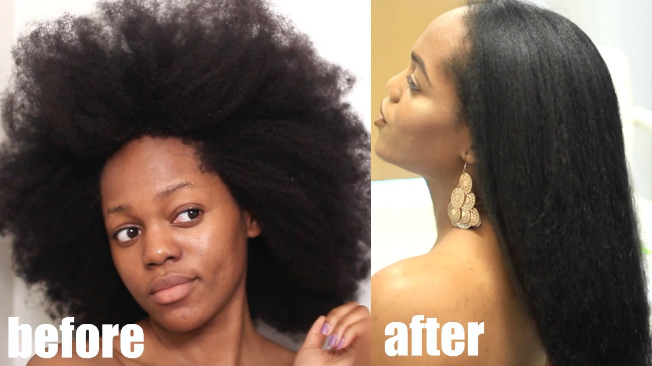 Hairstyles For Straight Natural Hair
 How to SAFELY straighten 4C NATURAL HAIR start to finish