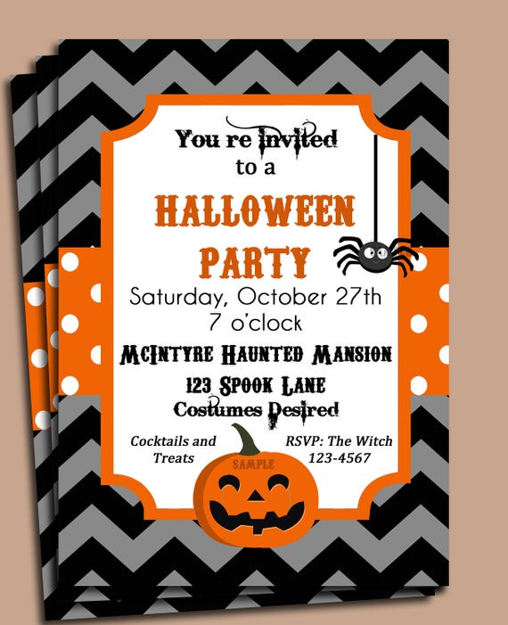 Halloween Birthday Invitations
 Halloween Party Invitation Printable or Printed with FREE