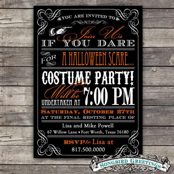Halloween Birthday Party Invitation Ideas
 Items similar to DIY vintage Halloween party invitation