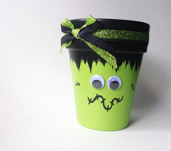 Halloween Flower Pots
 Frankenstein s Monster Decorative Halloween Clay by