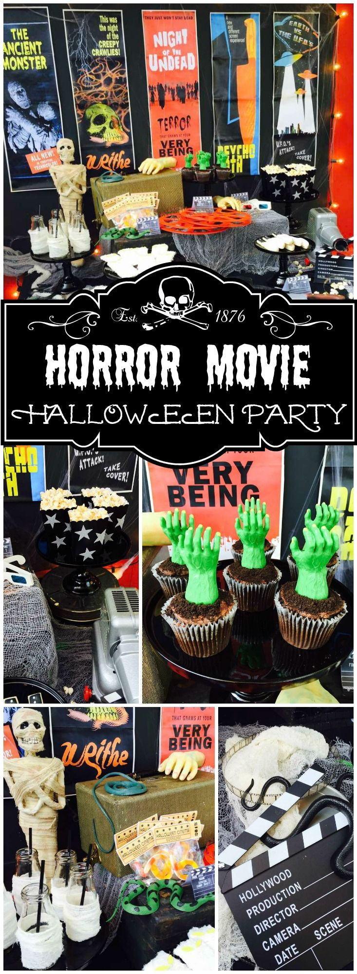 Halloween Movie Party Ideas
 How awesome is this vintage horror movie Halloween party