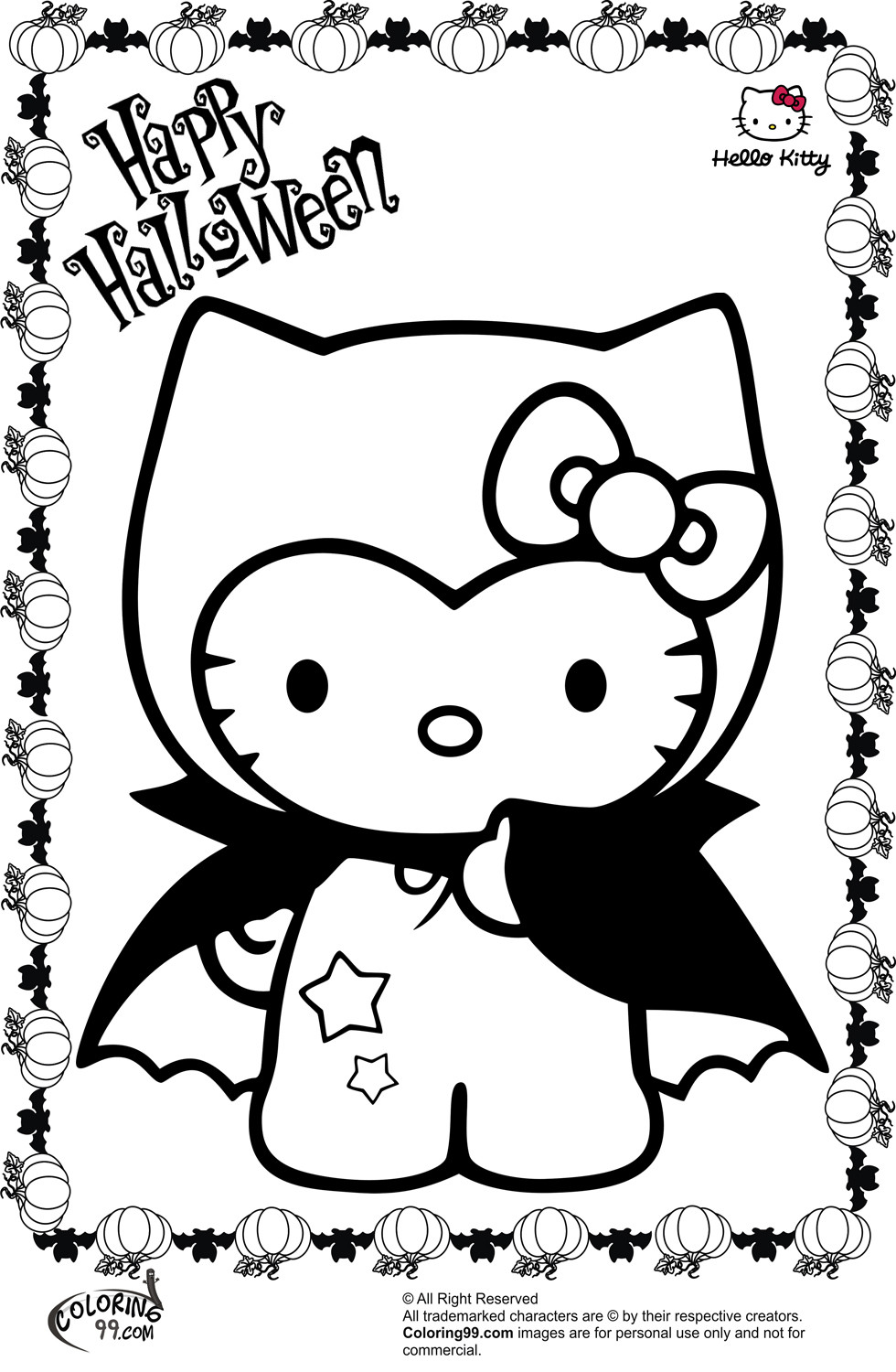 Halloween Printable Coloring Pages
 Hello Kitty Halloween Coloring Pages