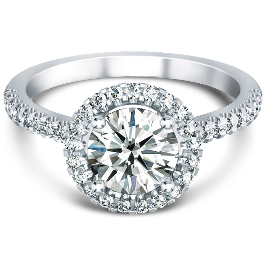 Halo Diamond Engagement Rings
 Petite Open Gallery Halo Diamond Engagement Ring