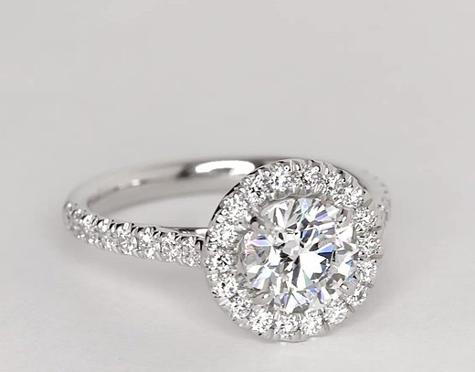 Halo Diamond Engagement Rings
 Round Halo Diamond Engagement Ring in 14k White Gold 1 2