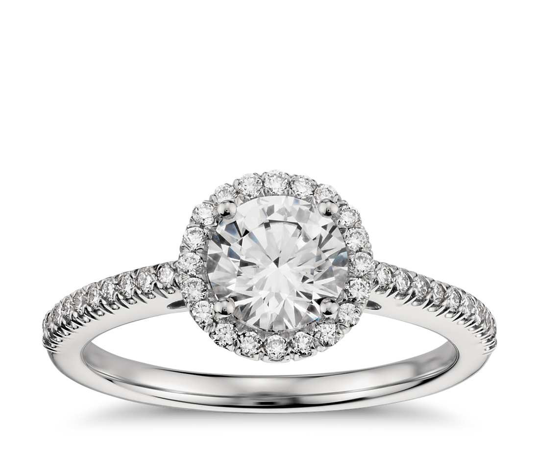 Halo Diamond Engagement Rings
 Classic Halo Diamond Engagement Ring in Platinum 1 4 ct