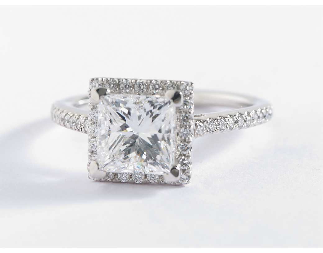 Halo Princess Cut Engagement Rings
 Princess Cut Halo Diamond Engagement Ring in 14K White