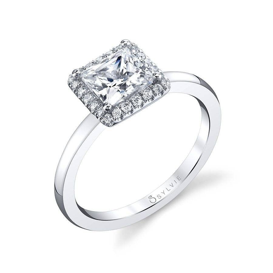 Halo Princess Cut Engagement Rings
 Bernadine Princess Cut Engagement Ring With Halo SY293