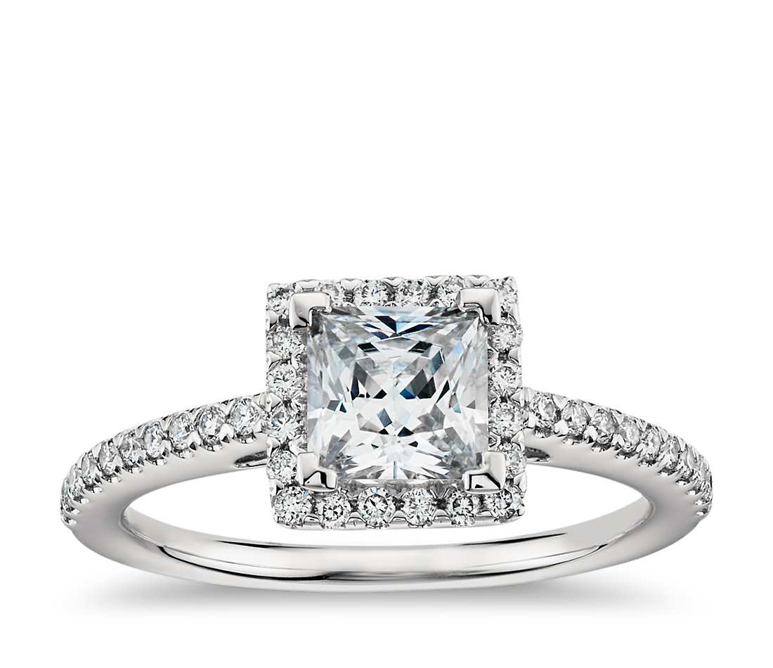 Halo Princess Cut Engagement Rings
 Princess Cut Halo Diamond Engagement Ring in Platinum