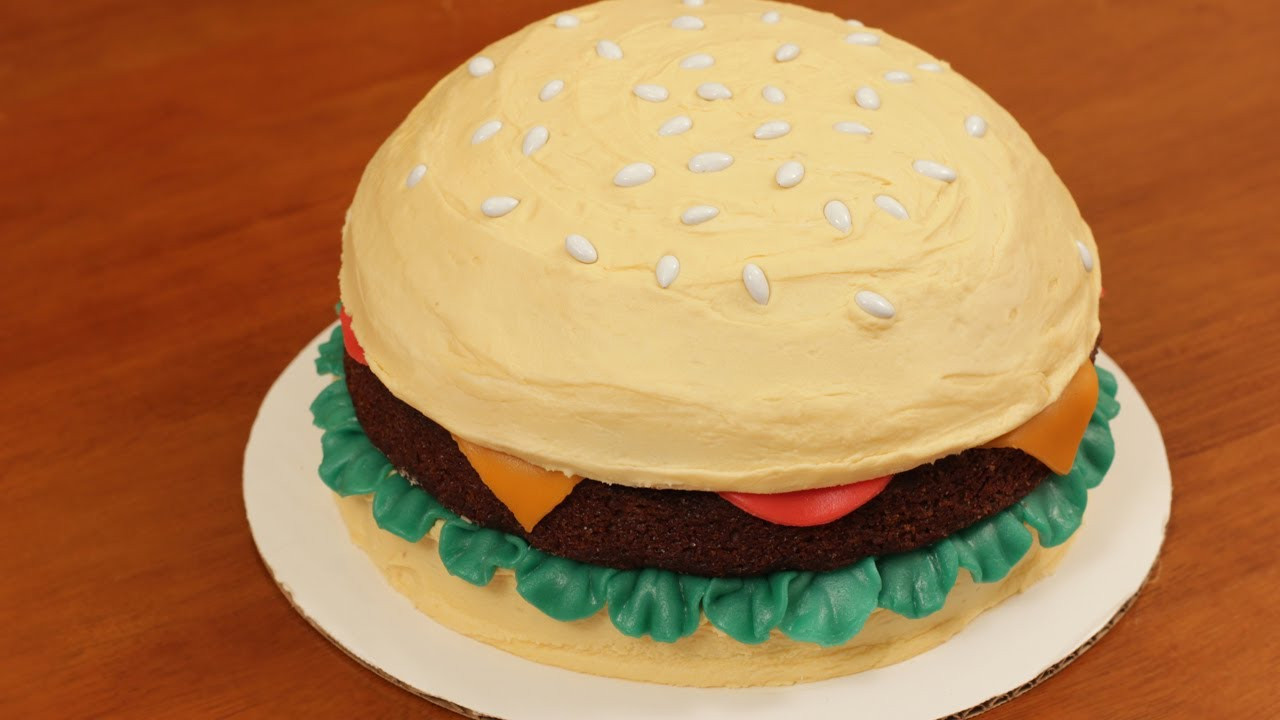 Hamburger Birthday Cake
 HOW TO MAKE A HAMBURGER CAKE NERDY NUMMIES