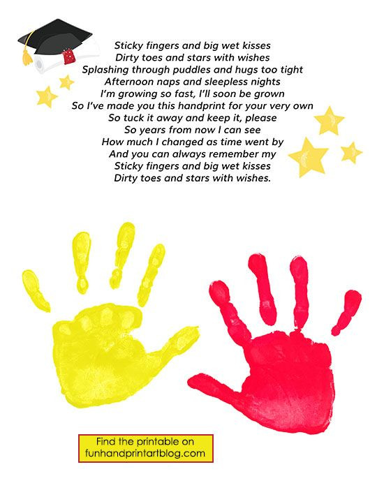 Handprint Crafts For Preschoolers
 Keepsake Graduation Poem with Handprints