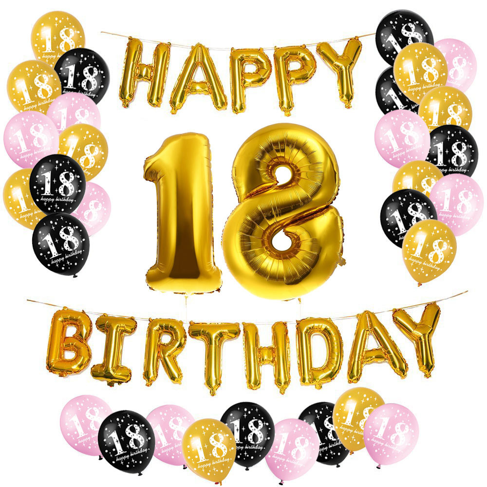 Happy 18th Birthday Decorations
 ZLJQ 18th Happy Birthday Party Balloons Supplies