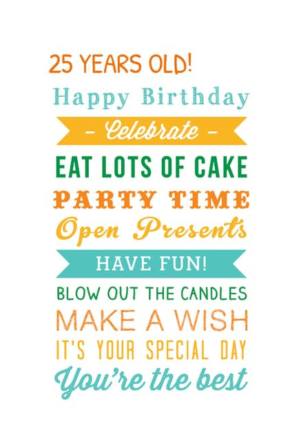 Happy 25Th Birthday Quotes
 25th Birthday Cards Free