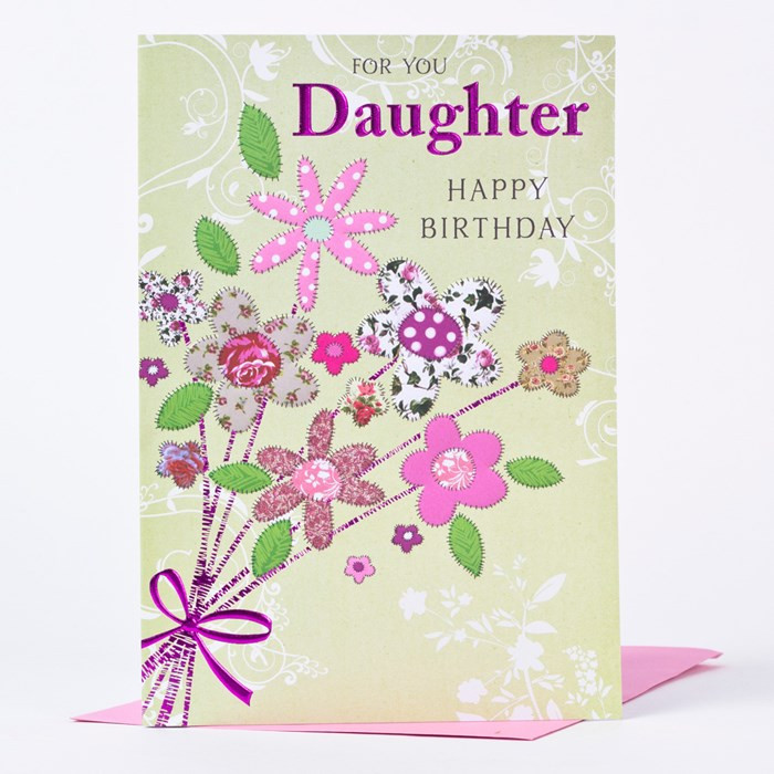 Happy Birthday Cards For Daughter
 Birthday Card Daughter Patterned Flowers
