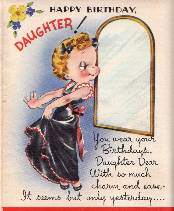 Happy Birthday Cards For Daughter
 Vintage 1950s UNUSED Happy Birthday Daughter Greetings Card