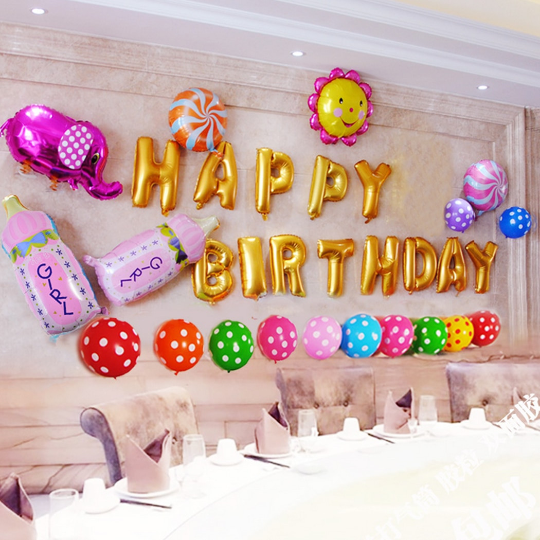 Happy Birthday Decorations
 Happy Birthday Aluminum Foil Membrane Balloons 1 Set Party