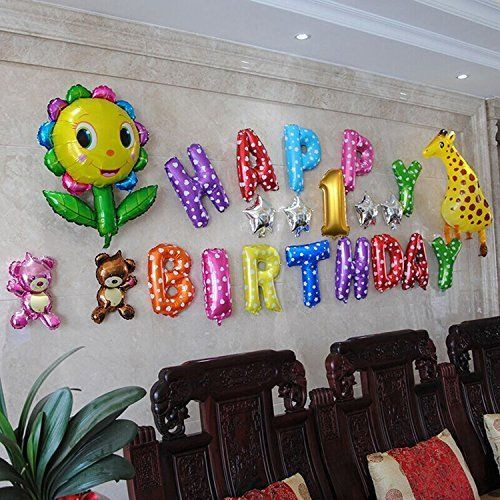 Happy Birthday Decorations
 16" Happy Birthday Party Foil Balloons 13 Letters Colorful
