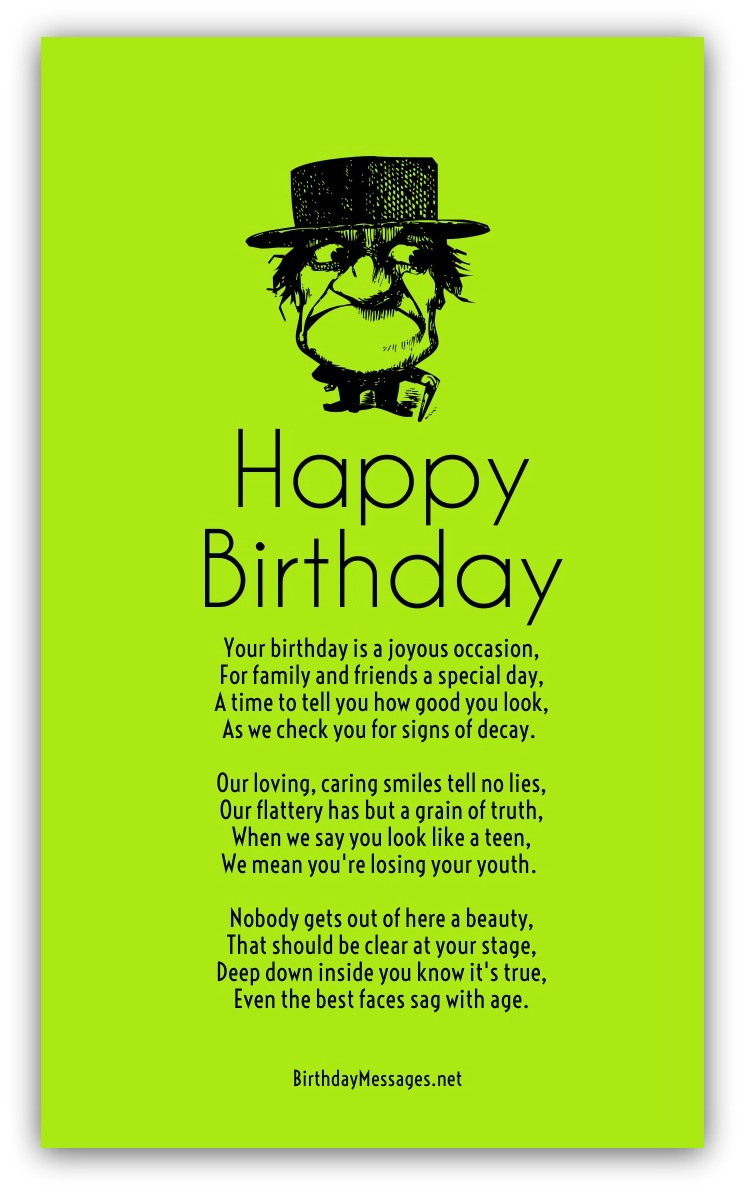 Happy Birthday Funny Poems
 Funny Birthday Poems Page 2