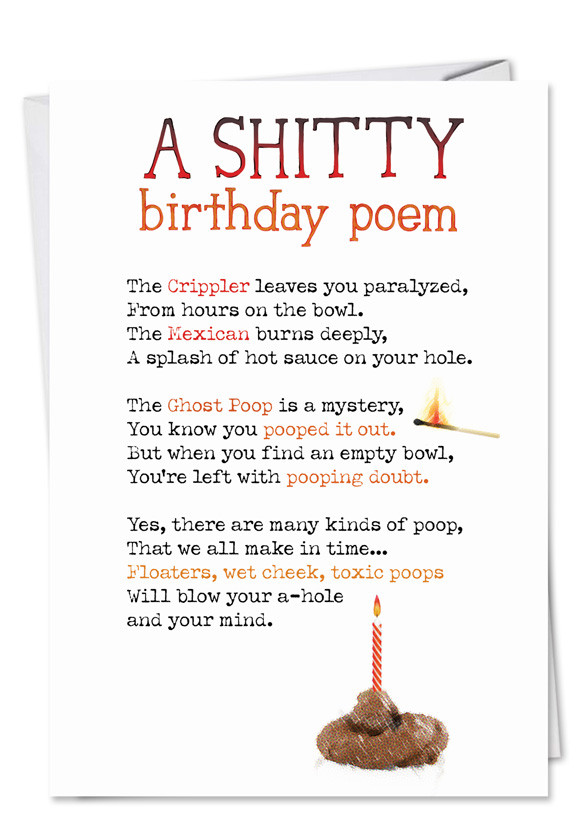 Happy Birthday Funny Poems
 Shitty Poem Funny Dirty Birthday Card – NobleWorks Cards