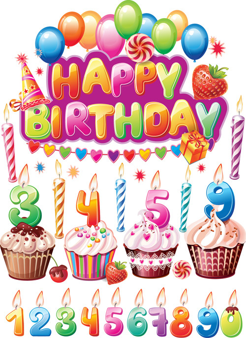 Happy Birthday Party Images
 Happy Birthday elements cover Balloons and cake vector 02