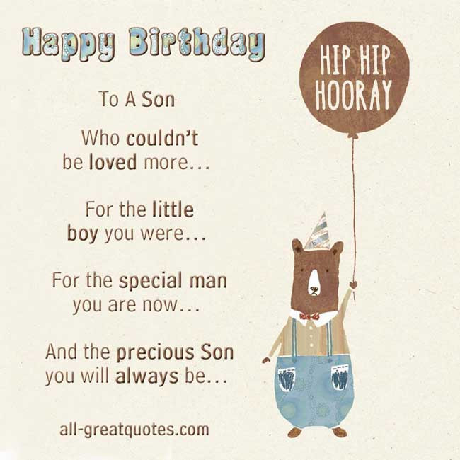 Happy Birthday Son Cards
 Birthday Card For Son Quotes QuotesGram