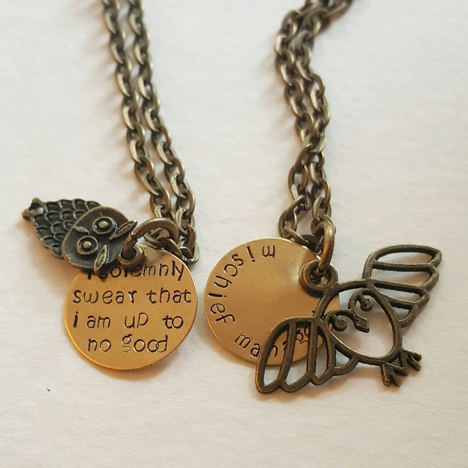 Harry Potter Friendship Necklace
 Custom Friendship Necklace Set with Owl Charms Owl Necklaces