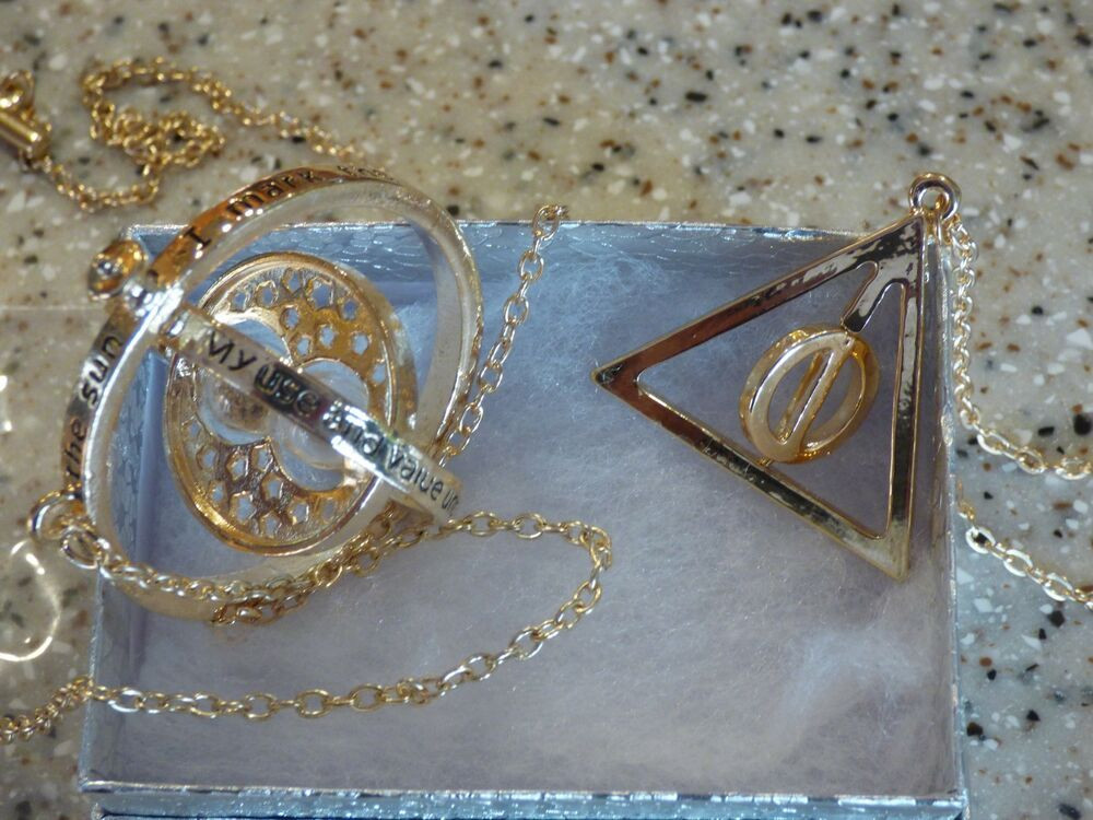 Harry Potter Necklaces
 Harry Potter Time Turner GOLD Deathly Hallows Charm