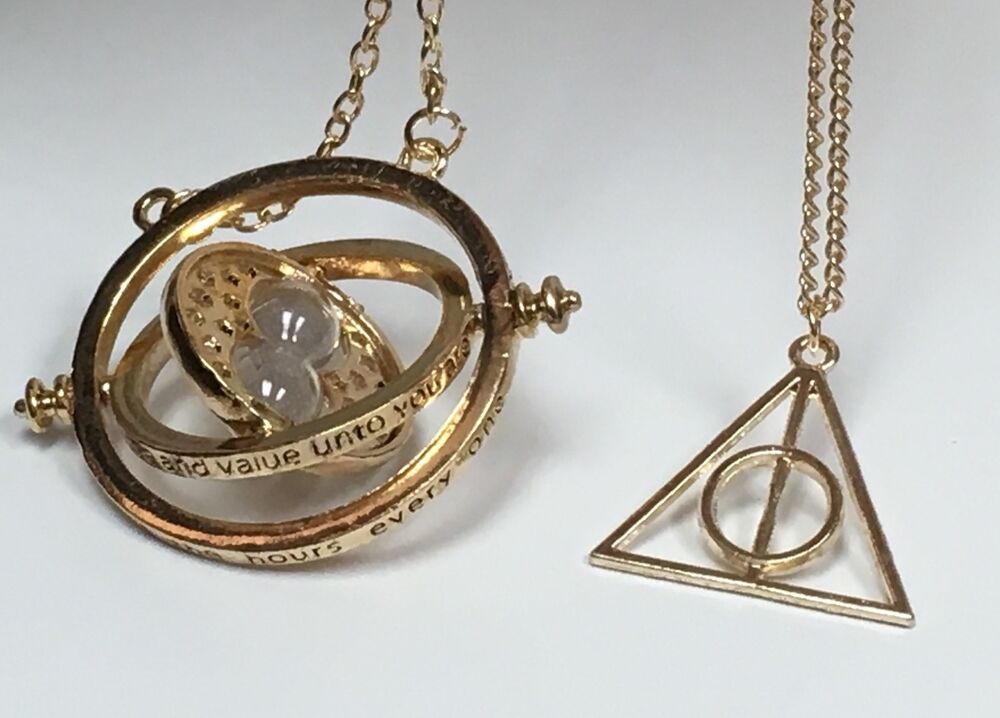 Harry Potter Necklaces
 Harry Potter Necklace Time Turner Gold Deathly Hallow