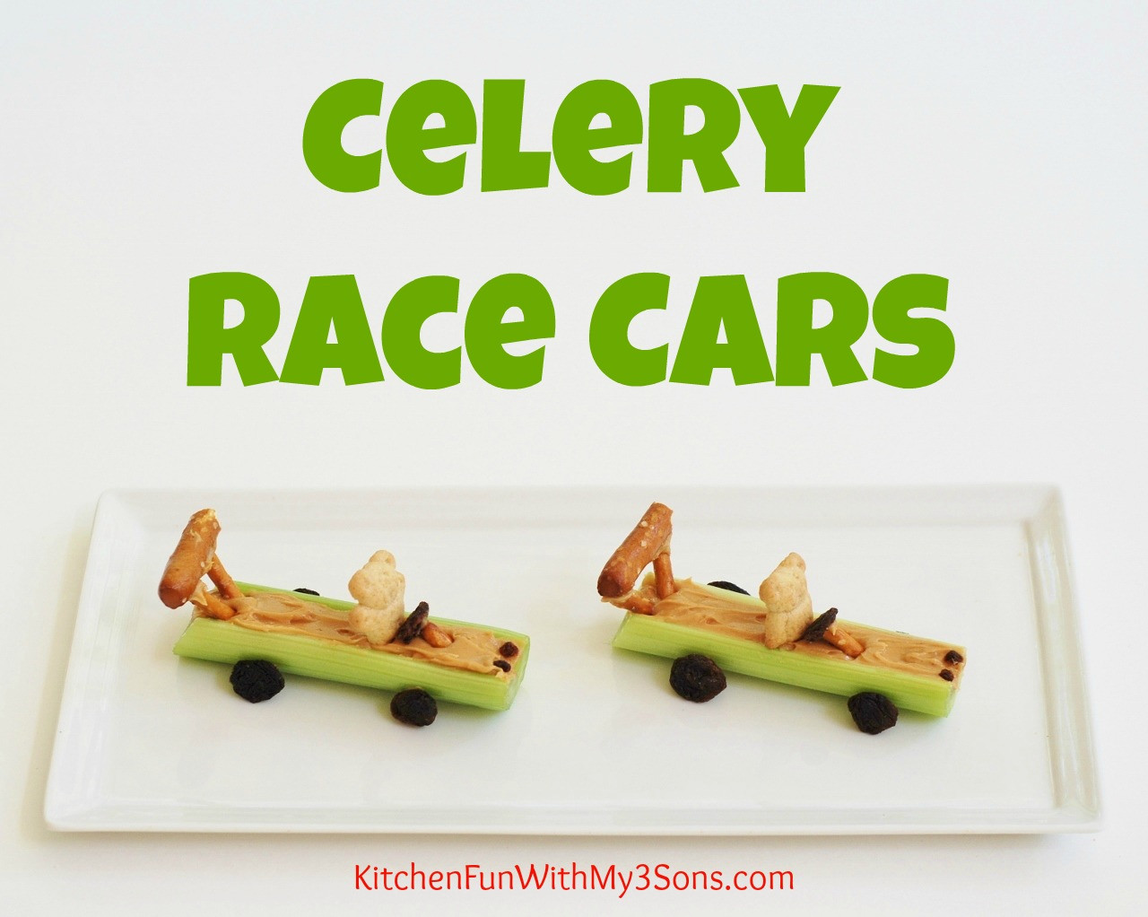 Healthy Car Snacks
 Celery Teddy Race Cars Kitchen Fun With My 3 Sons