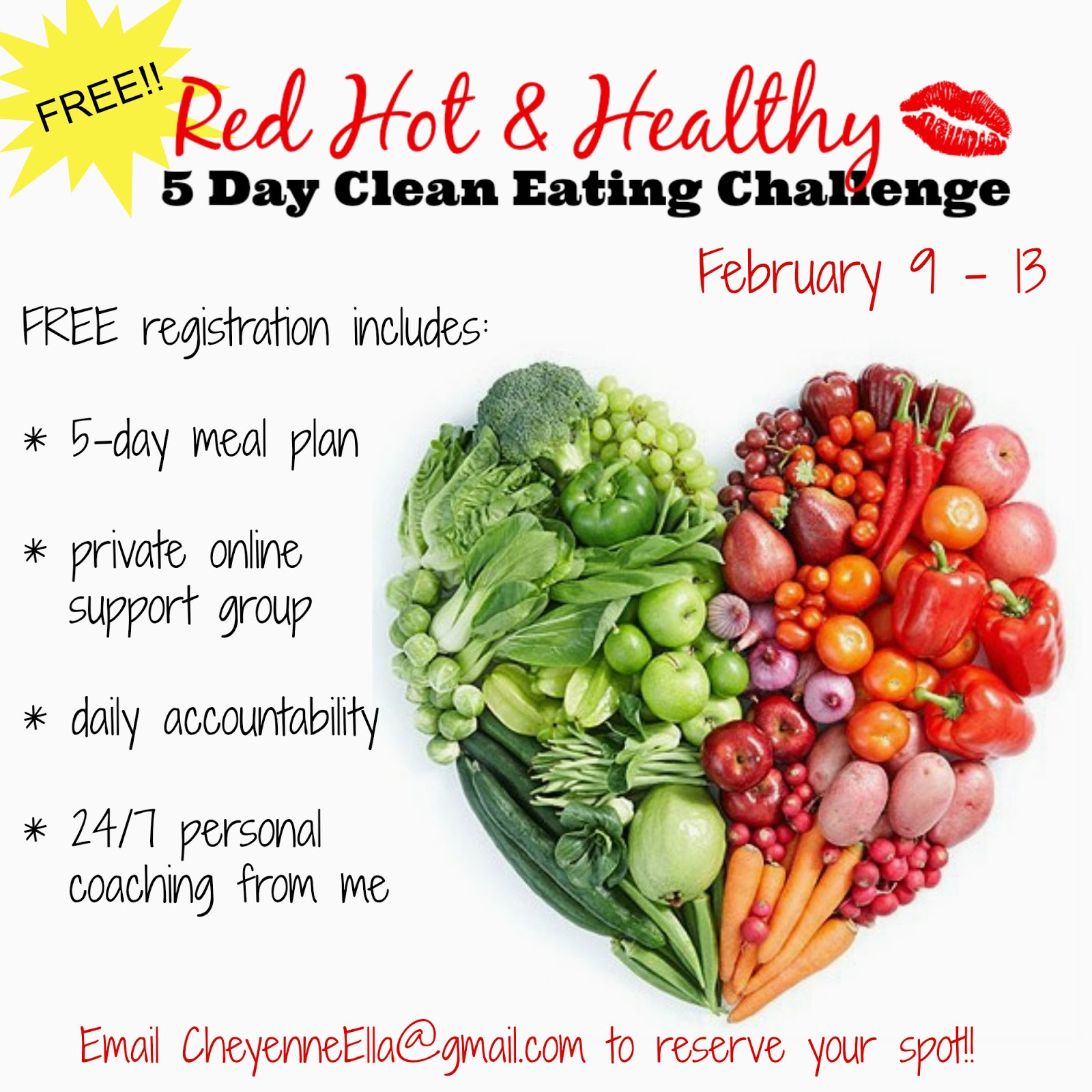 Healthy Clean Eating
 Cheyenne Ella Fit FREE 5 Day Clean Eating Challenge Red