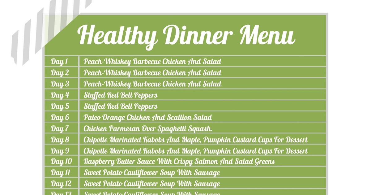 Healthy Dinner Menu
 The Handcrafted Life Another Healthy Recipe Review Post