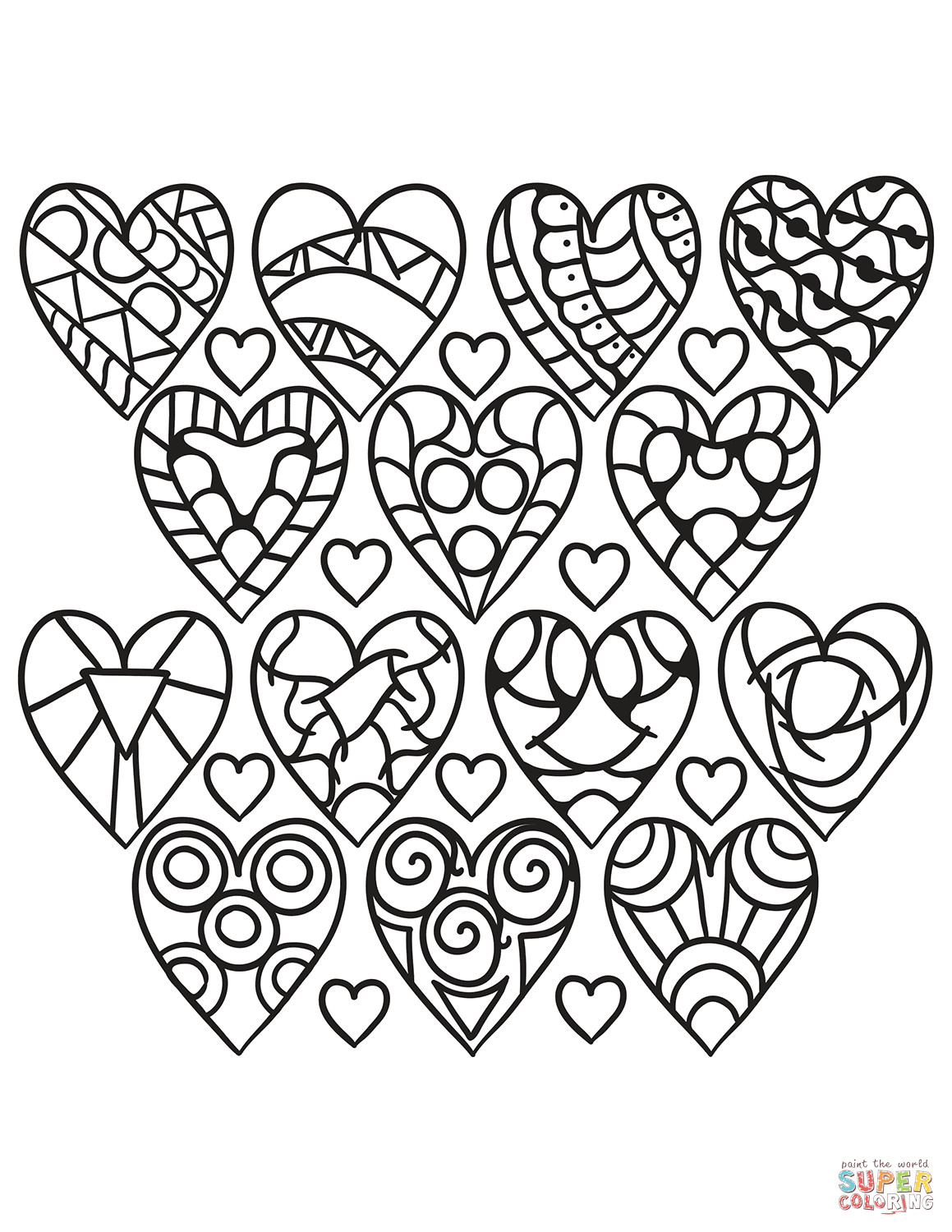 Heart Coloring Pages Printable
 Hearts Pattern coloring page