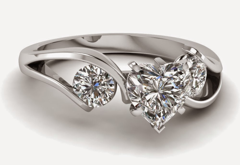 Heart Shaped Wedding Rings
 3 Stone Heart Shaped Diamond Engagement Rings Sets for Women