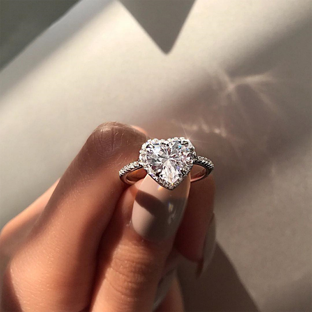 Heart Shaped Wedding Rings
 Fashion Crystal Heart Shaped Wedding Rings Women s Zircon