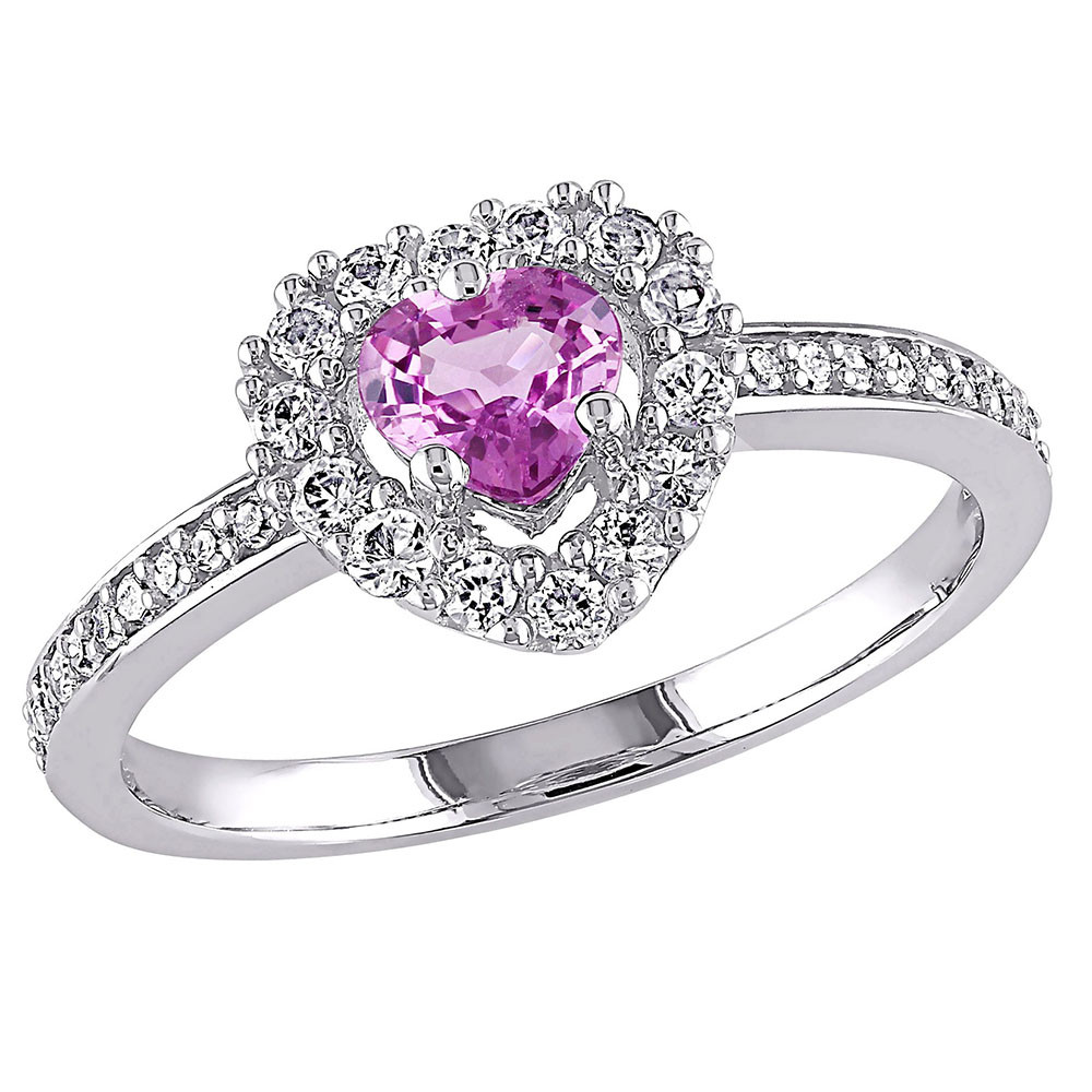 Heart Shaped Wedding Rings
 Sapphire Heart Shaped Engagement Ring 14K White Gold