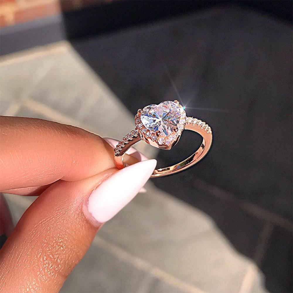 Heart Shaped Wedding Rings
 Fashion Heart Shaped Crystal Ring Wedding Ring Female