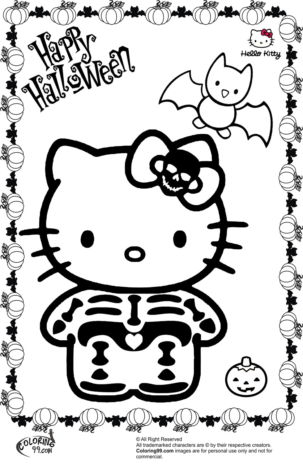 Hello Kids Coloring Page
 Hello Kitty Halloween Coloring Pages